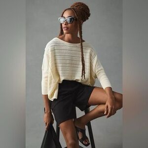Anthropologie Pilcro Oversized Tunic Sweater in Ivory Size Petite XXS